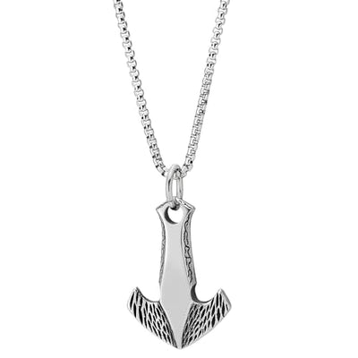 COOLSTEELANDBEYOND Marine Anchor Spear Pendant Stainless Steel Mens Necklace, 30 in Wheat Chain