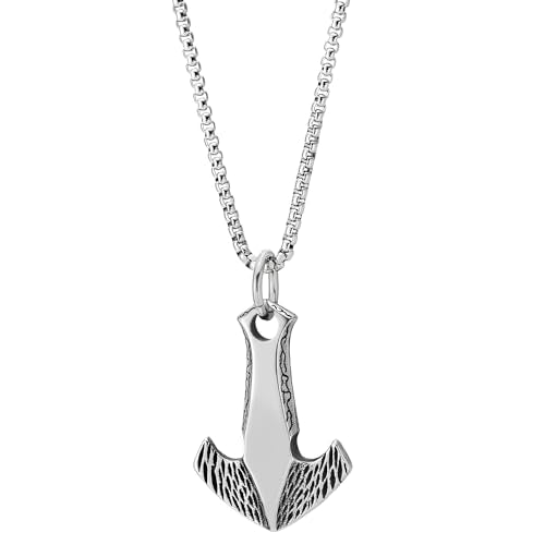 COOLSTEELANDBEYOND Marine Anchor Spear Pendant Stainless Steel Mens Necklace, 30 in Wheat Chain