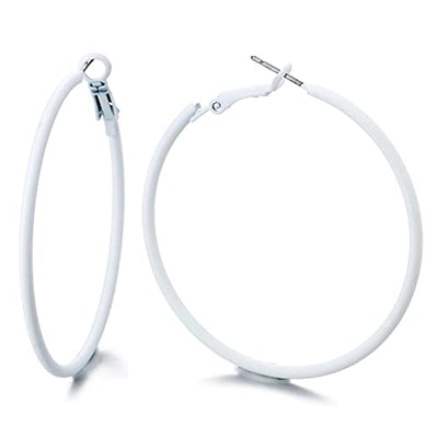 Classic Large Circle Statement Hoop Huggie Hinged Stud Earrings