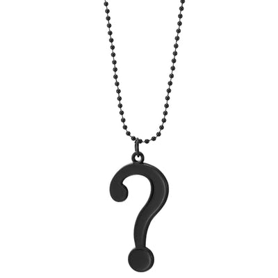 COOLSTEELANDBEYOND Question Mark Pendant in Black, Necklace for Men Women, 27 inches Ball Chain