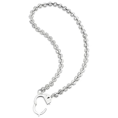 COOLSTEELANDBEYOND Mens Womens Link Chain Handcuff Necklace Silver Color, 22 inches Chain, Punk Rock Hip Hop