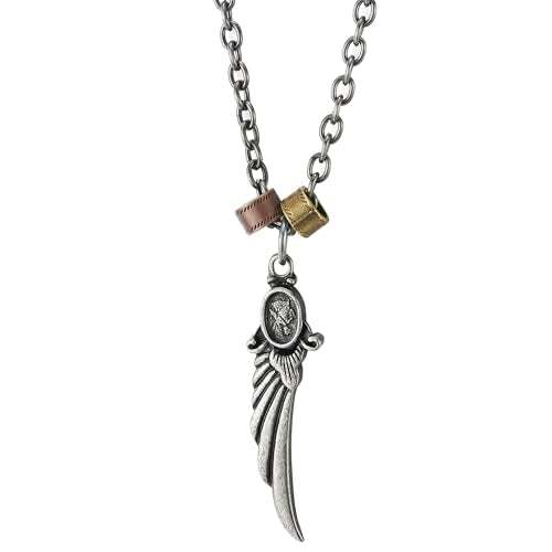 COOLSTEELANDBEYOND Mens Womens Vintage Angel Wing Pendant Charm Necklace