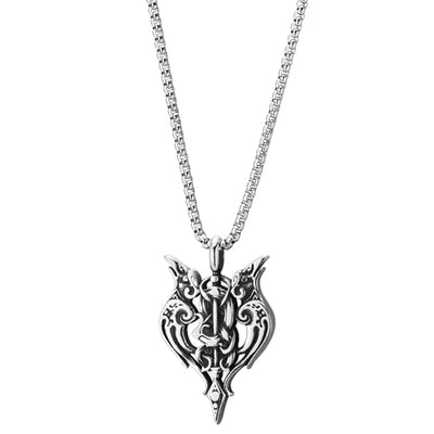 COOLSTEELANDBEYOND Viking Gungnir Raven The Spear Pendant, Men Stainless Steel Vintage Necklace with Wheat Chain