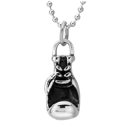 COOLSTEELANDBEYOND Stainless Steel Mens Boxing Glove Pendant Necklace with 24 inches Steel Ball Chain