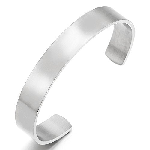 COOLSTEELANDBEYOND Stainless Steel Adjustable Cuff Bangle Bracelet for Men Women Minimalist