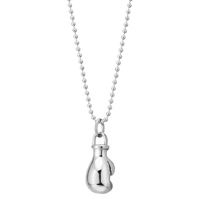 COOLSTEELANDBEYOND Stainless Steel Mens Boxing Glove Pendant Necklace with 24 inches Steel Ball Chain