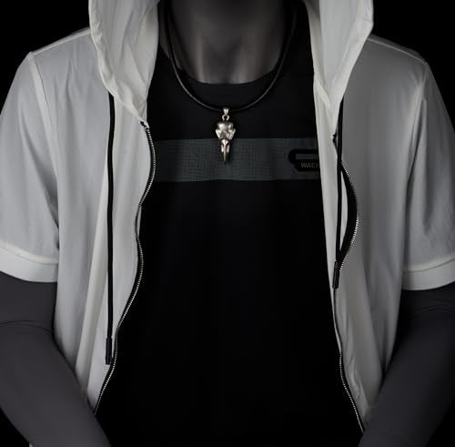 COOLSTEELANDBEYOND Leather Necklace, Eagle Bird Skull Pendant Necklace with Black Leather Cord, for Men and Women