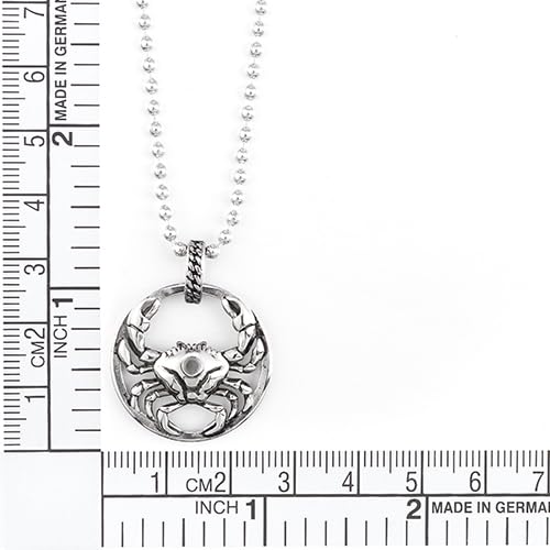 COOLSTEELANDBEYOND Circle and Crab Pendant Necklace Stainless Steel, 24 inches Ball Chain, Mens