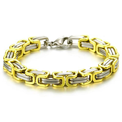 COOLSTEELANDBEYOND Mens Women New Stainless Steel Braided Link Bracelet Polished