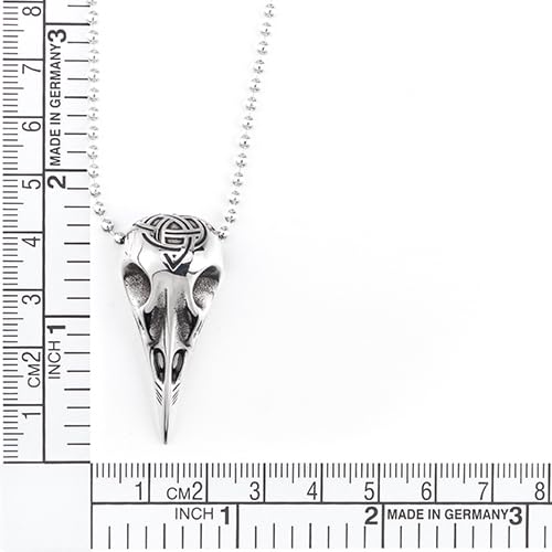 COOLSTEELANDBEYOND Triquetra Celtic Knot Eagle Bird Skull Pendant, Stainless Steel Mens Necklace, 30 Inches Ball Chain