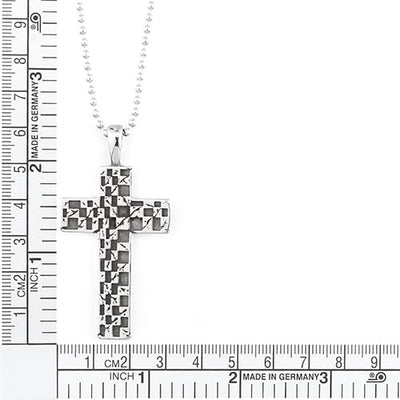 COOLSTEELANDBEYOND Retro Style Cross Pendant of Stainless Steel, Mens Women Necklace, 30 inches Ball Chain