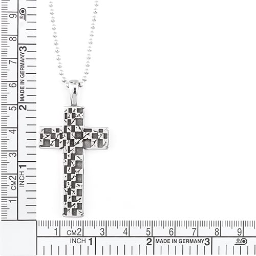 COOLSTEELANDBEYOND Retro Style Cross Pendant of Stainless Steel, Mens Women Necklace, 30 inches Ball Chain