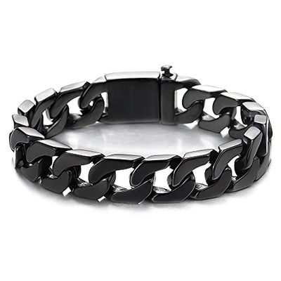 COOLSTEELANDBEYOND Masculine Mens Stainless Steel Large Curb Chain Link Bracelet