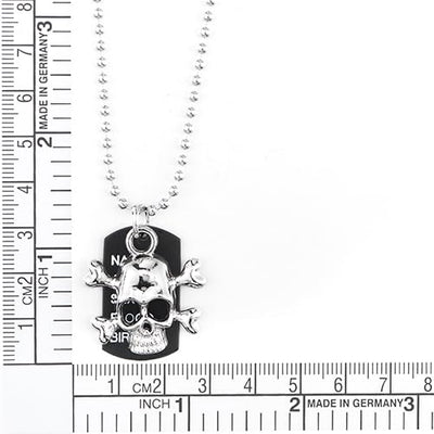 COOLSTEELANDBEYOND Gothic Punk Black Dog Tag Bone Pirate Skull Pendant Necklace with 27 in Ball Chain