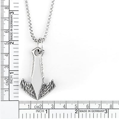 COOLSTEELANDBEYOND Marine Anchor Spear Pendant Stainless Steel Mens Necklace, 30 in Wheat Chain