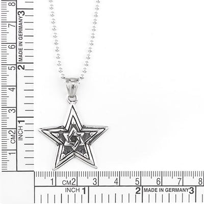 COOLSTEELANDBEYOND Vintage Pentagram Star Pendant Necklace of Stainless Steel, 24 inches Ball Chain, Mens