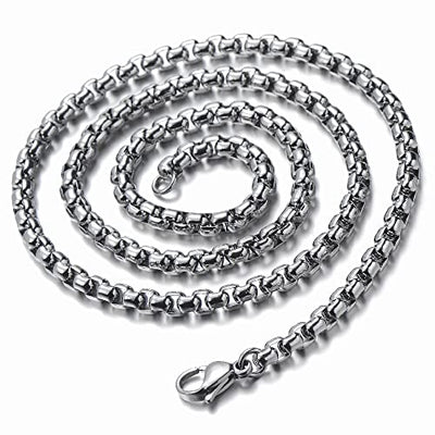 COOLSTEELANDBEYOND Stainless Steel Mens Tiger Head Pendant Necklace with 30 inches Wheat Chain