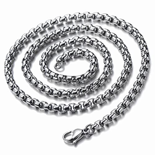 COOLSTEELANDBEYOND Neptune Trident Poseidon Protection Pendant, Stainless Steel Men Necklace, 30 in Wheat Chain