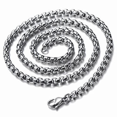 COOLSTEELANDBEYOND Dragon Head Pendant Mens Stainless Steel Vintage Necklace with 30 inches Wheat Chain