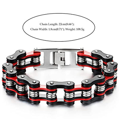 COOLSTEELANDBEYOND Stainless Steel Biker Bracelet for Men, Masculine Motorcycle Chain Style, Bike Link High Polished