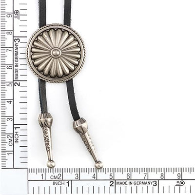 Vintage Circle Button Bolo Tie Necktie, Lariat Rodeo Long Y Necklace for Man Women, Black Leather
