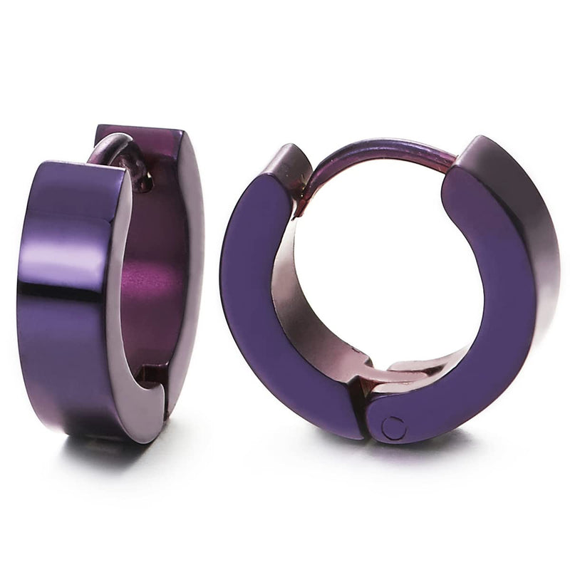 Pair of Huggie Hinged Hoop Earrings Unisex Men Women