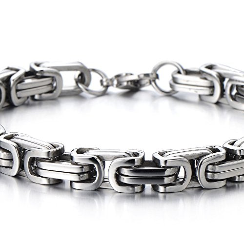 COOLSTEELANDBEYOND Mens Women New Stainless Steel Braided Link Bracelet Polished