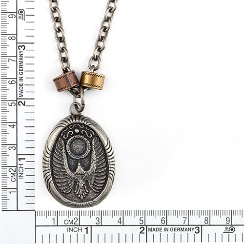 COOLSTEELANDBEYOND Mens Vintage Eagle Pendant Oval Medallion, Charm Necklace with 24 in Rope Chain