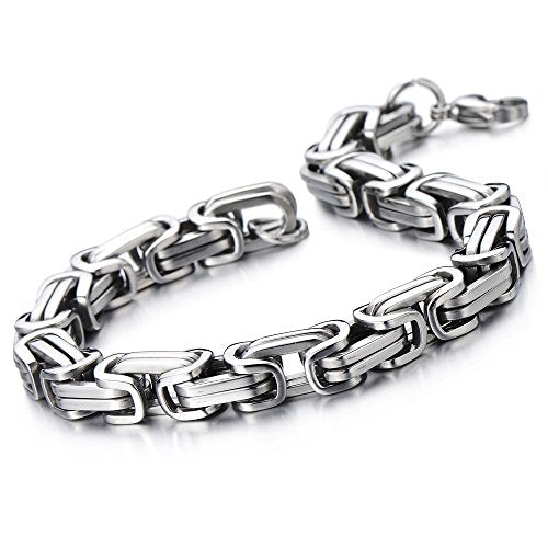 COOLSTEELANDBEYOND Mens Women New Stainless Steel Braided Link Bracelet Polished