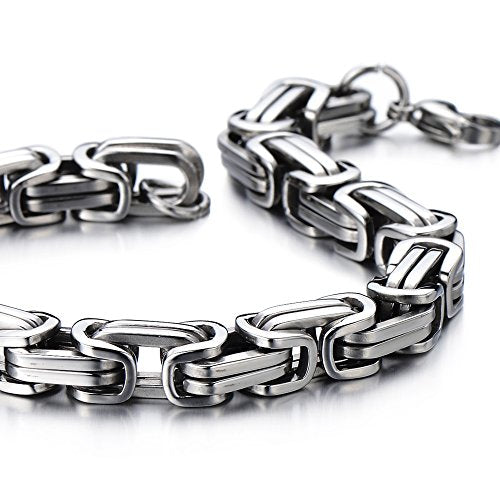 COOLSTEELANDBEYOND Mens Women New Stainless Steel Braided Link Bracelet Polished