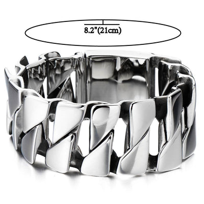 COOLSTEELANDBEYOND Heavy and Study Mens Stainless Steel Fancy Curb Chain Bracelet Silver Color High Polished