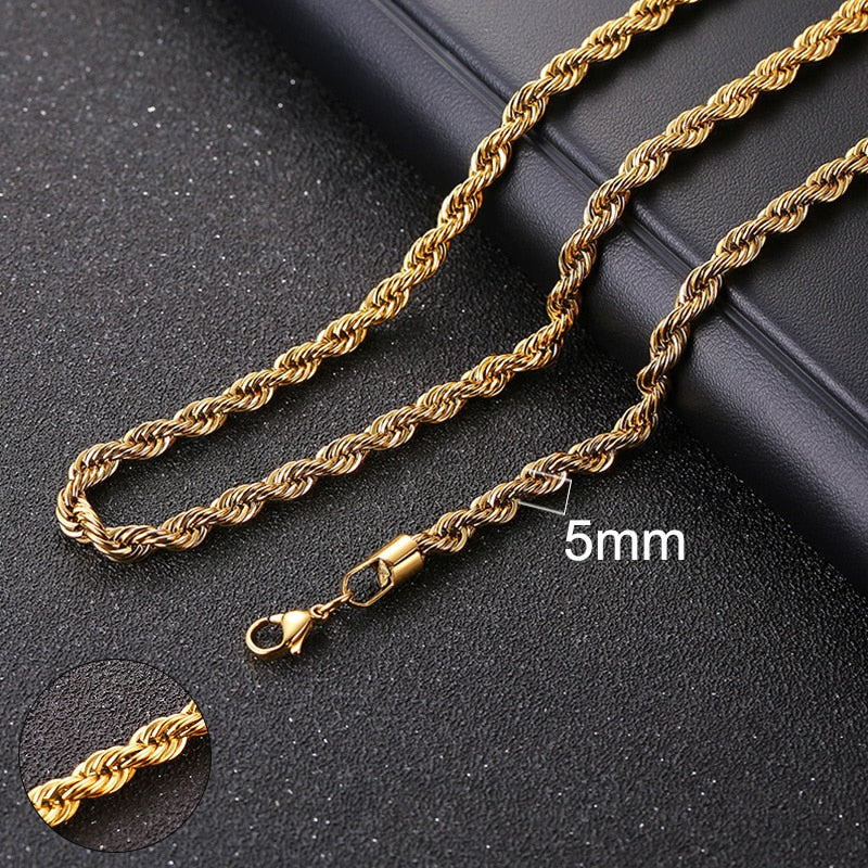 Unisex Gold-Tone Stainless Steel Cuban Link Chain,  Vintage Punk Style Choker Necklace for Men and Women