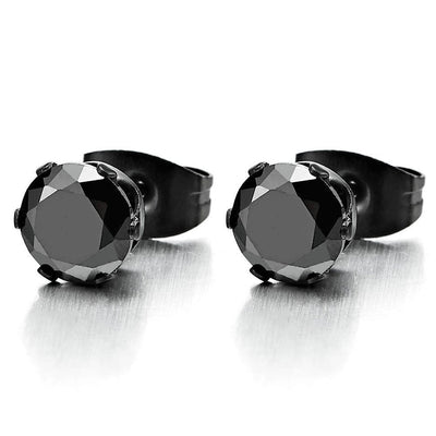 8-10MM Men's Gold Stainless Steel Stud Earrings | Illusion Tunnel Plugs With Carbon Fiber Screw Back, 2 Pack
