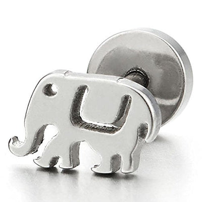 A Pair Womens Elephant Stud Earrings Stainless Steel, Screw Back, 2 pcs - COOLSTEELANDBEYOND Jewelry