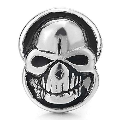 Pair Gothic Punk Biker Mens Vintage Stainless Steel Frame Skull Stud Earrings, Screw Back - coolsteelandbeyond