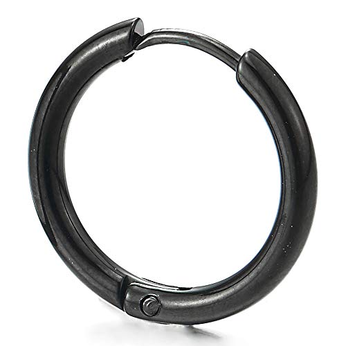 Pair Stainless Steel Plain Circle Huggie Hinged Hoop Earrings for Men Women, Classic… - coolsteelandbeyond