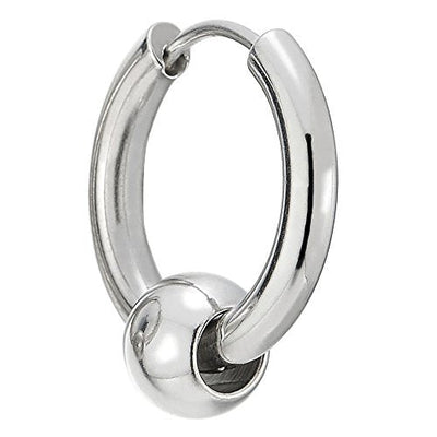 Stainless Steel Circle Beads Huggie Hinged Hoop Earrings for Men Women, 2pcs - coolsteelandbeyond