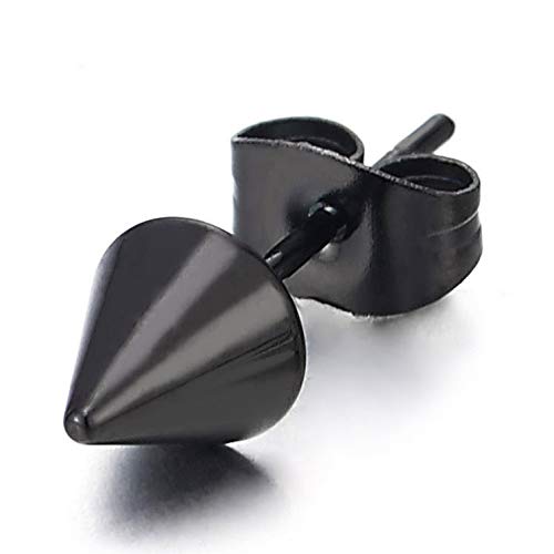 Stainless Steel Small Black Arrow Spike Stud Earrings for Men and Women, 1 Pair - coolsteelandbeyond