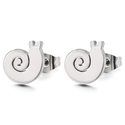 Womens Small Spiral Snail Stud Earrings, Stainless Steel, Cute, 2 pcs - COOLSTEELANDBEYOND Jewelry