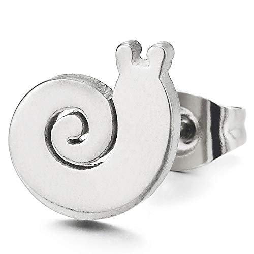 Womens Small Spiral Snail Stud Earrings, Stainless Steel, Cute, 2 pcs - COOLSTEELANDBEYOND Jewelry