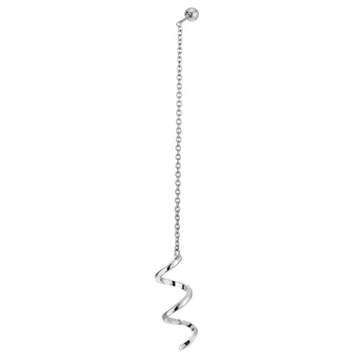 Womens Steel Stud Earrings Long Dangle Chain Link Spiral Wave Wire, Screw Back - COOLSTEELANDBEYOND Jewelry