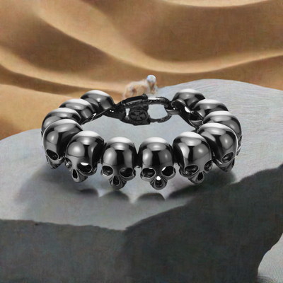 COOLSTEELANDBEYOND Mens Stainless Steel Large Skull Link Bracelet Biker Gothic Style High Polished