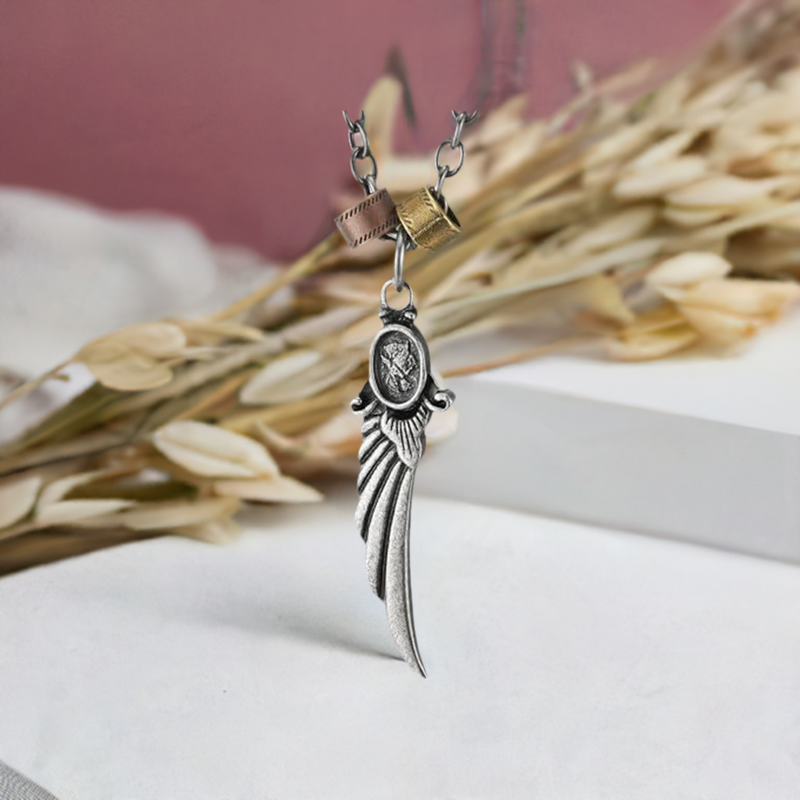 COOLSTEELANDBEYOND Mens Womens Vintage Angel Wing Pendant Charm Necklace