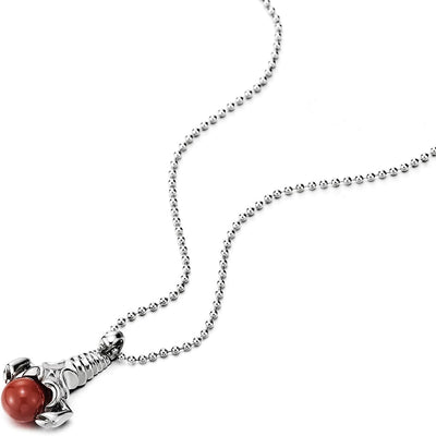 COOLSTEELANDBEYOND Scorpion King Pendant Necklace with Red Bead Ball, Stainless Steel Necklace for Men and Women - COOLSTEELANDBEYOND Jewelry