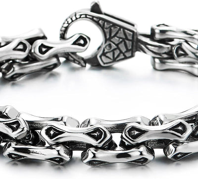 COOLSTEELANDBEYOND Mens Stainless Steel Link Chain Bracelet, Braided Interwoven, Unique Style - COOLSTEELANDBEYOND Jewelry