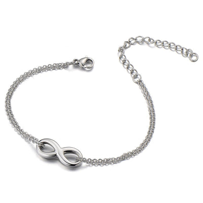 COOLSTEELANDBEYOND Double Chain Anklet Bracelet with Infinity Love Stainless Steel - COOLSTEELANDBEYOND Jewelry