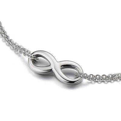 COOLSTEELANDBEYOND Double Chain Anklet Bracelet with Infinity Love Stainless Steel - COOLSTEELANDBEYOND Jewelry