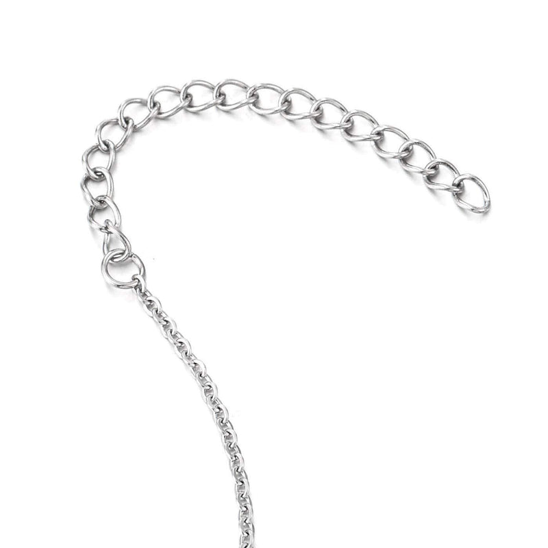 COOLSTEELANDBEYOND Stainless Steel Link Chain Anklet Bracelet with Triangle Charm of Cubic Zirconia, Adjustable - COOLSTEELANDBEYOND Jewelry