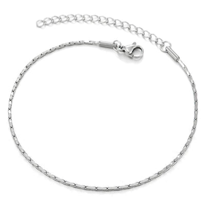 COOLSTEELANDBEYOND Thin Stainless Steel Link Chain Anklet Bracelet for Women, Adjustable - COOLSTEELANDBEYOND Jewelry