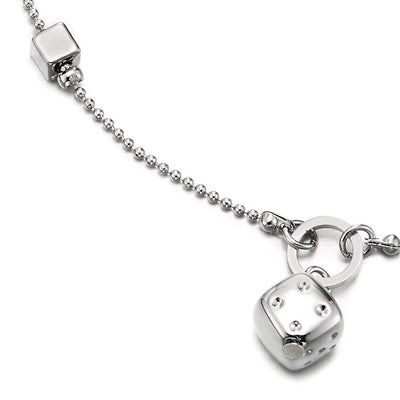 Link Chain Anklet Bracelet with Charm of Dice and Jingle Bell, Adjustable